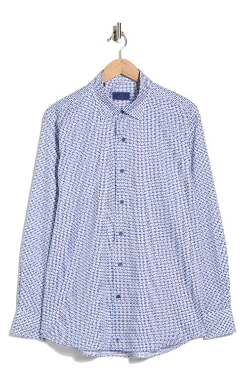 David Donahue Houndstooth Print Sport Shirt In Multi