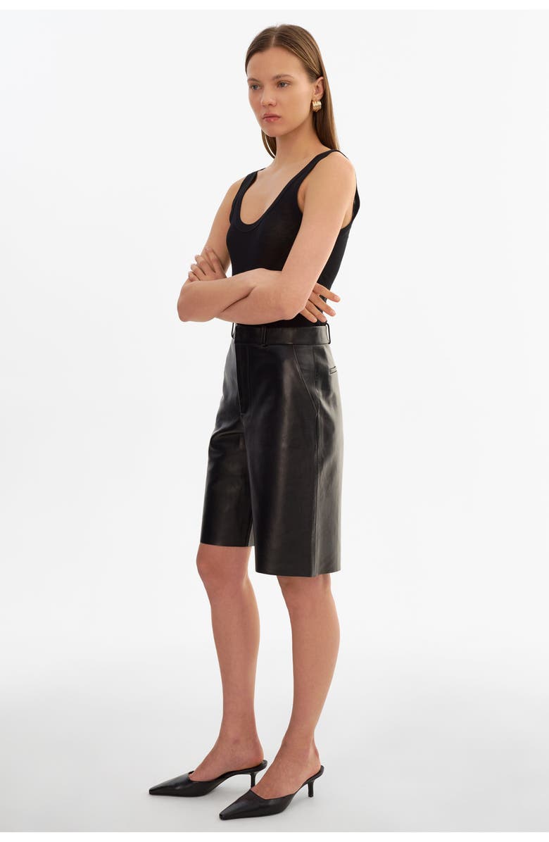 LAMARQUE Lotta | Leather Bermuda Shorts, Alternate, color, Black