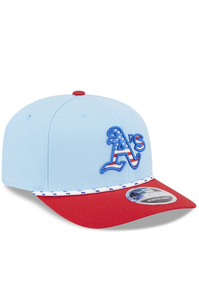 New Era Men's New Era Light Blue/Red Athletics 2025 Fourth of July 9SEVENTY Adjustable Hat, Alternate, color,