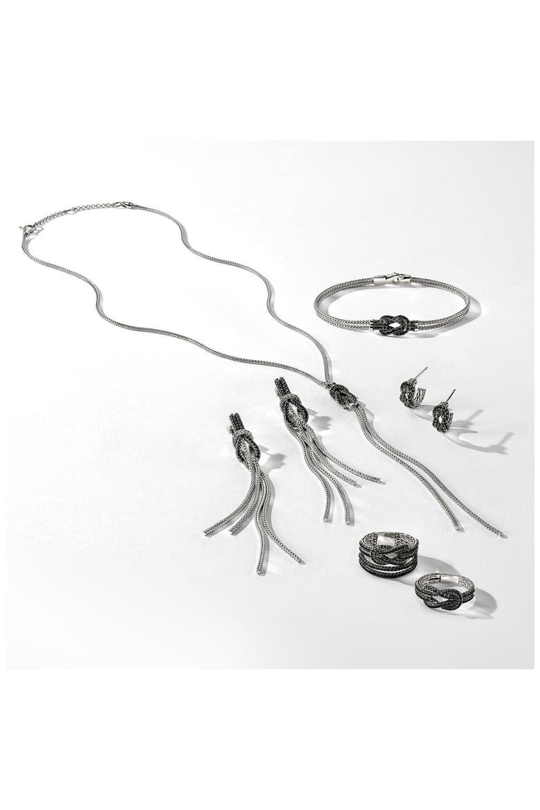 Love Knot Drop Earrings, Black Sapphire, Alternate, color, SILVER BLACK