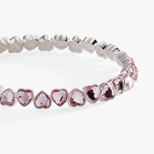 Alex And Ani Faceted Heart Stretch Bracelet In Pink