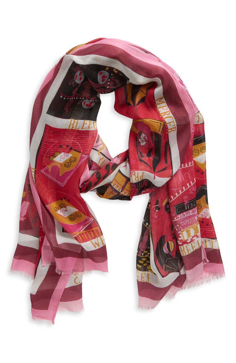 Kate Spade New York holiday rooftops oblong scarf, Alternate, color, 