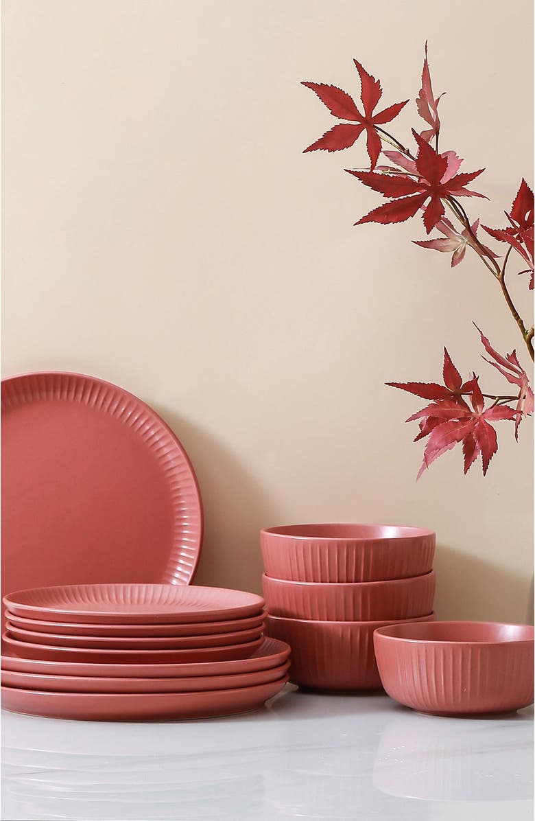 Stone Lain Logan Stoneware 12-Piece Dinnerware Set, Alternate, color, Terracotta