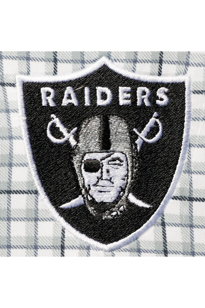 Men's Antigua Gray/Black Las Vegas Raiders Deliver Button-Down Polo, Alternate, color, White