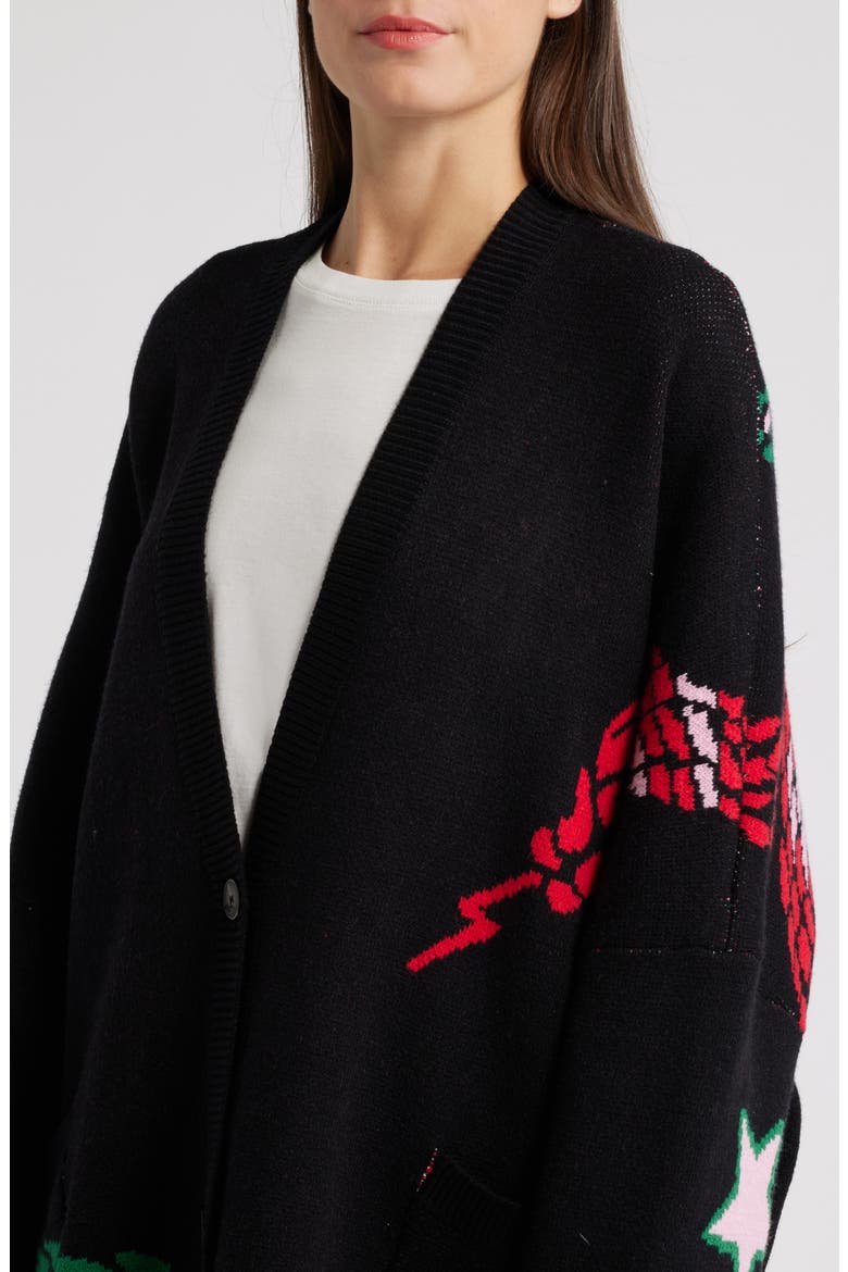 Look What You Made Me Do Oversize Snake Cardigan, Alternate, color, BLACK