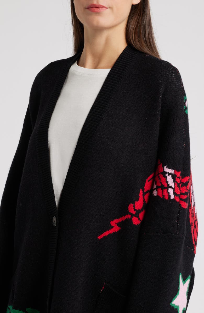 Dressed in Lala Look What You Made Me Do Oversize Snake Cardigan, Alternate, color, Black