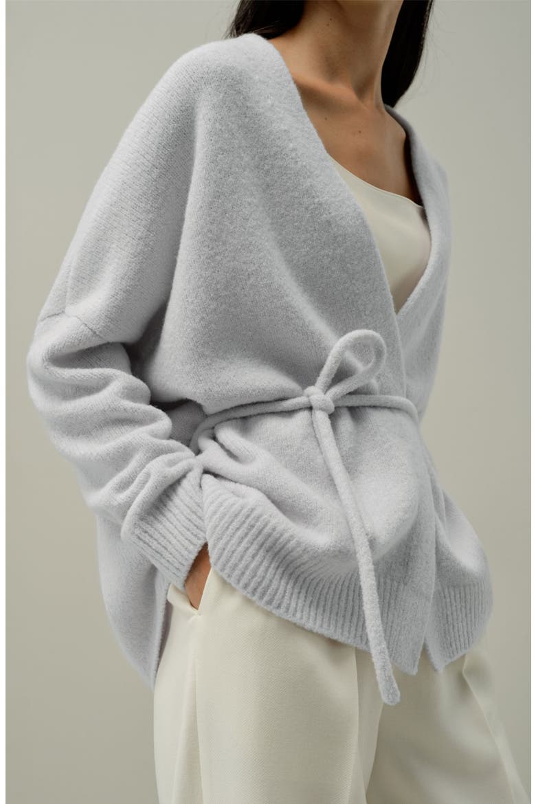 Women's Bouclé Knit Silk-Cashmere Wrap Cardigan, Alternate, color, Ice