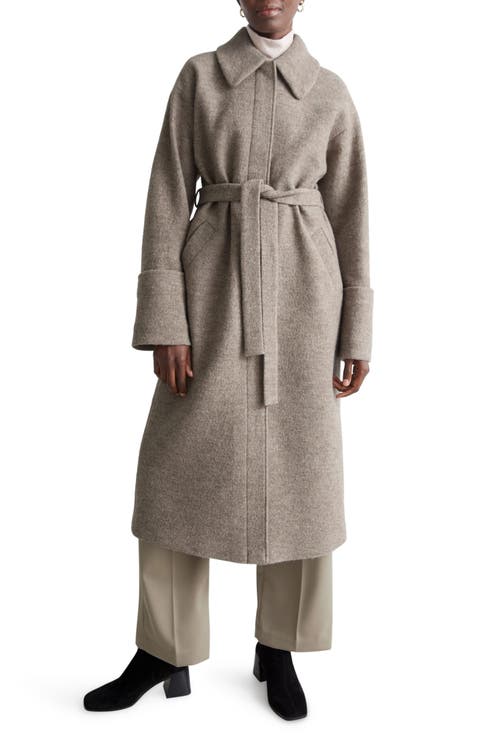 Relaxed Fit Belted Long Wool Coat