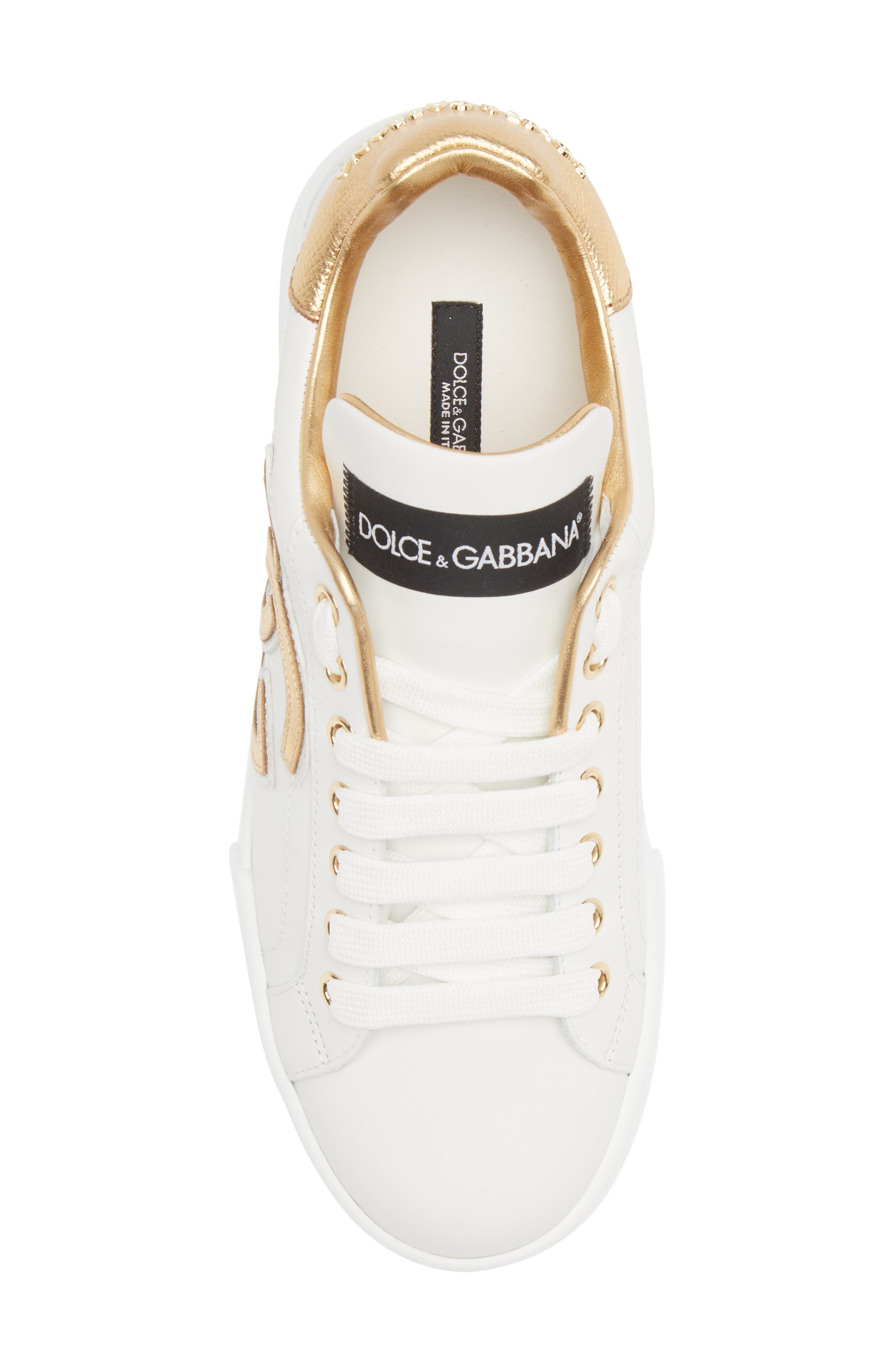 Dolce&Gabbana Portofino Sneaker, Alternate, color, White/ Gold