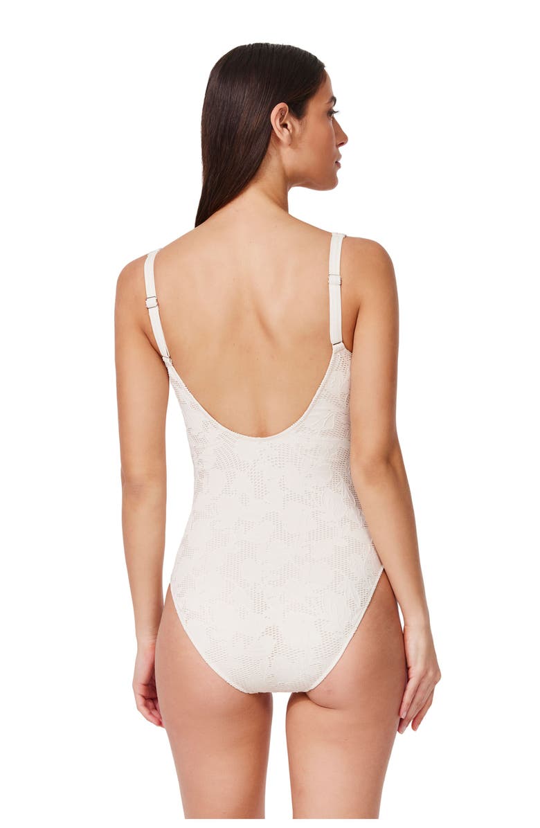 Gottex Jolene Textured Square Neck One Piece, Alternate, color, Cream