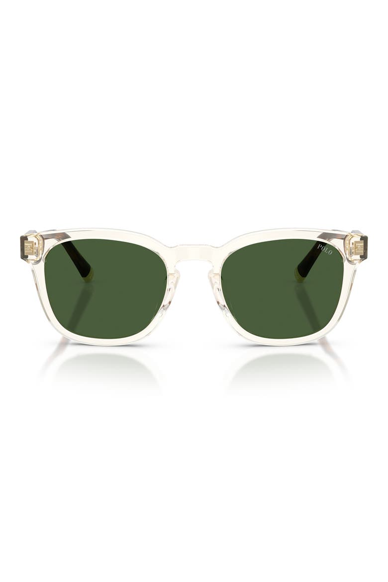 52mm Square Sunglasses, Main, color, TRANSPARENT YELLOW / GREEN