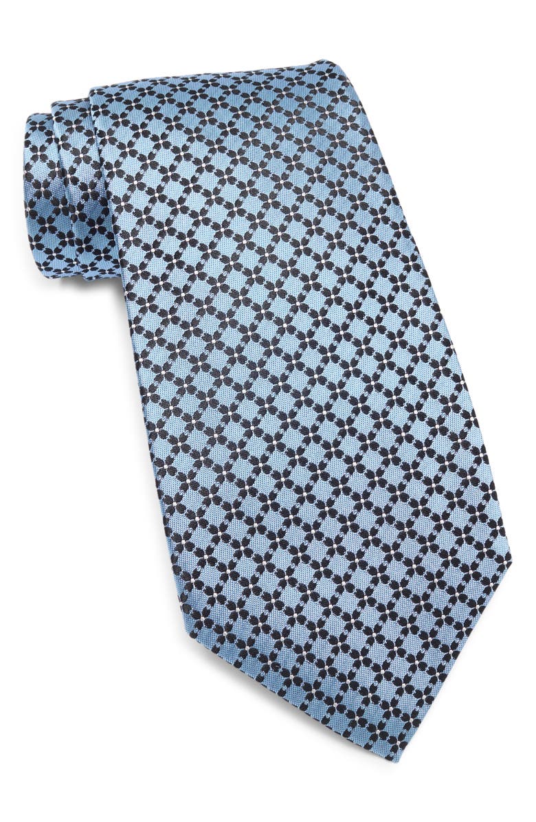 ZEGNA TIES Grid Silk Tie, Main, color, Br Blu Fan