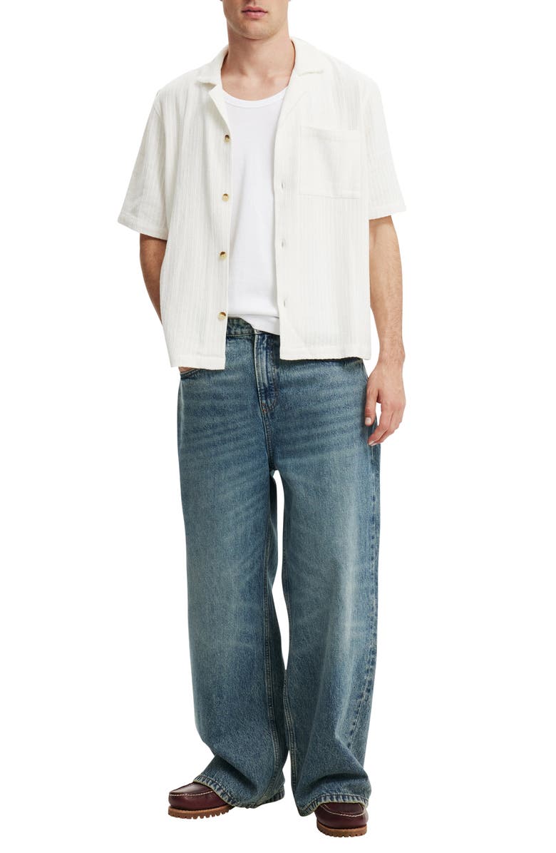 Cotton On Boxy Fit Cotton Button-Up Camp Shirt, Alternate, color, White