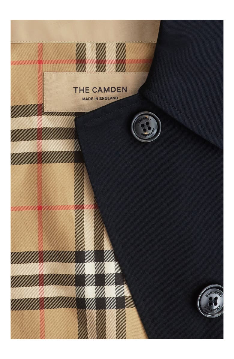 Burberry Short Camden Heritage Car Coat, Alternate, color, Coal Blue