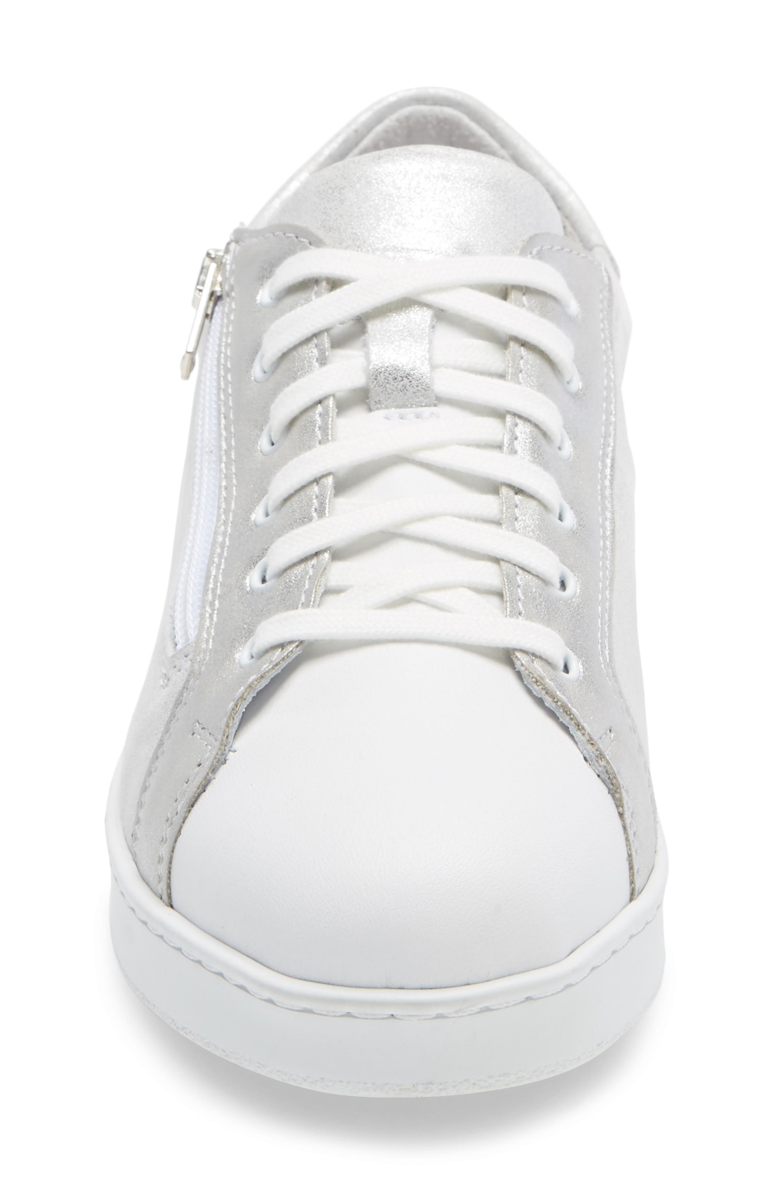 Elisa Sneaker, Alternate, color, SILVER/ WHITE LEATHER