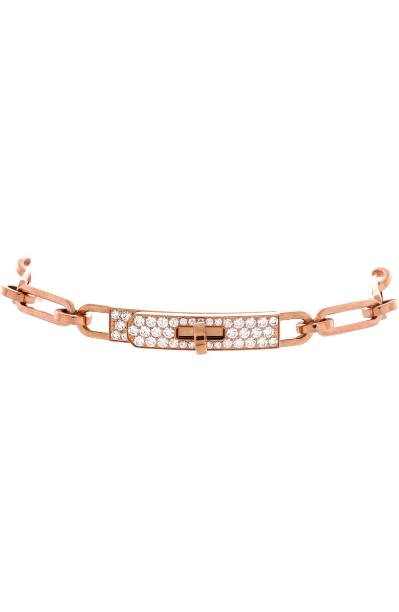 Pre-Owned Hermes Kelly Chaine Bracelet 18K Rose Gold and Pave Diamonds Small, Main, color, Rose Gold