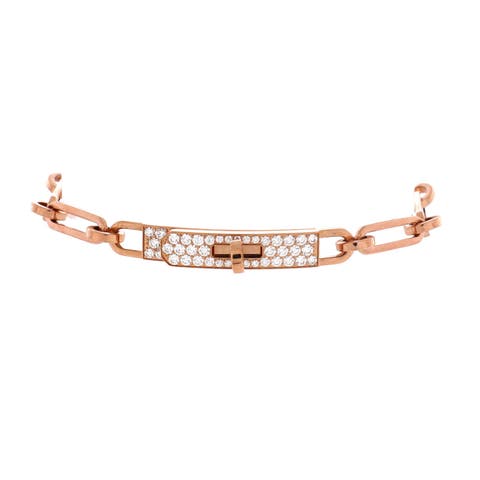 Kelly Chaine Bracelet 18K Rose Gold and Pave Diamonds Small