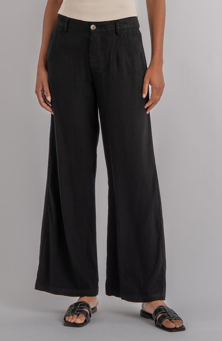 KUT from the Kloth Meg High Waist Linen Blend Wide Leg Pants, Main, color, Black