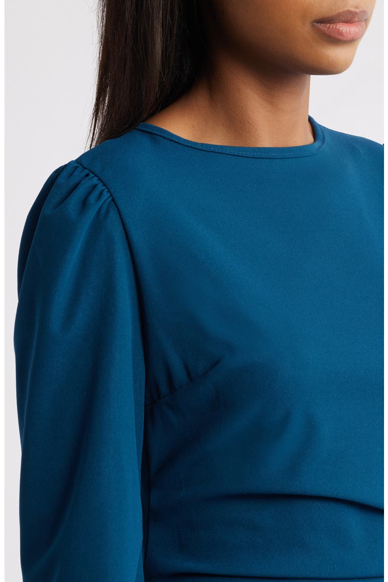 Hendrix Pleated Ruffle Long Sleeve Minidress, Alternate, color, TEAL