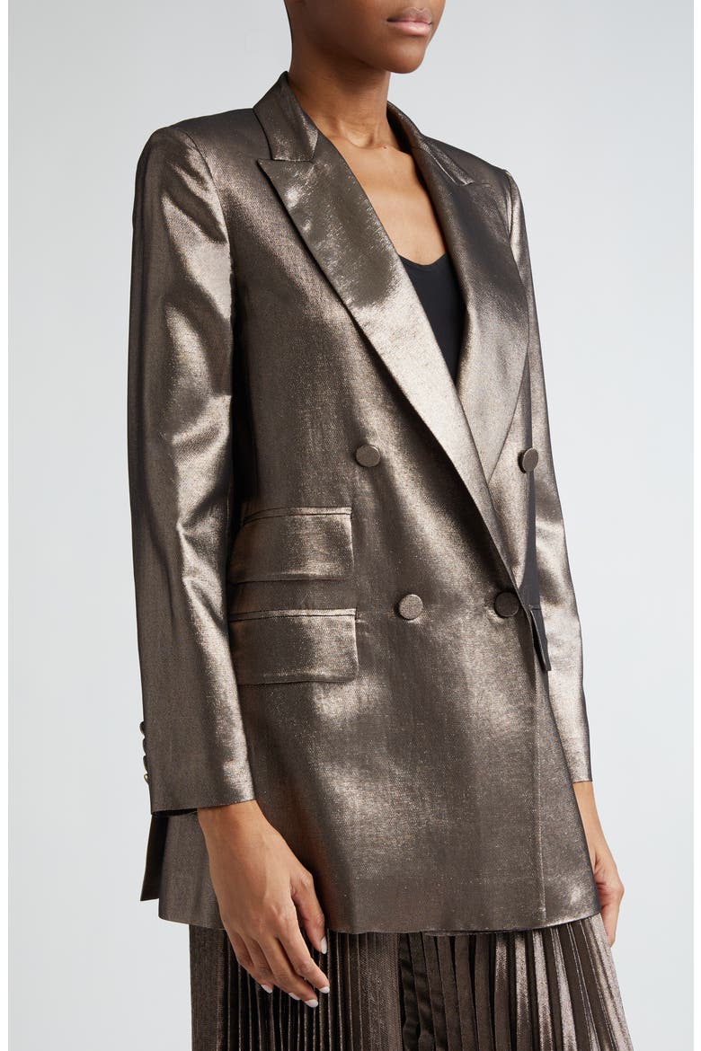 Edro Metallic Double Breasted Blazer, Alternate, color, BRONZE
