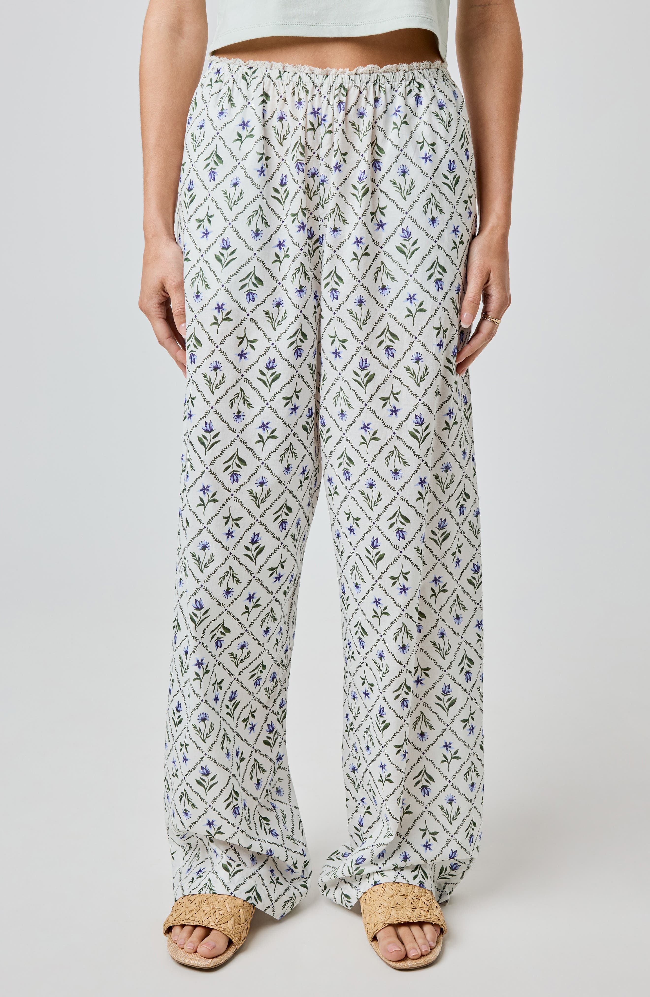 Florence by Mills Lace Trim Wide Leg Cotton Pants