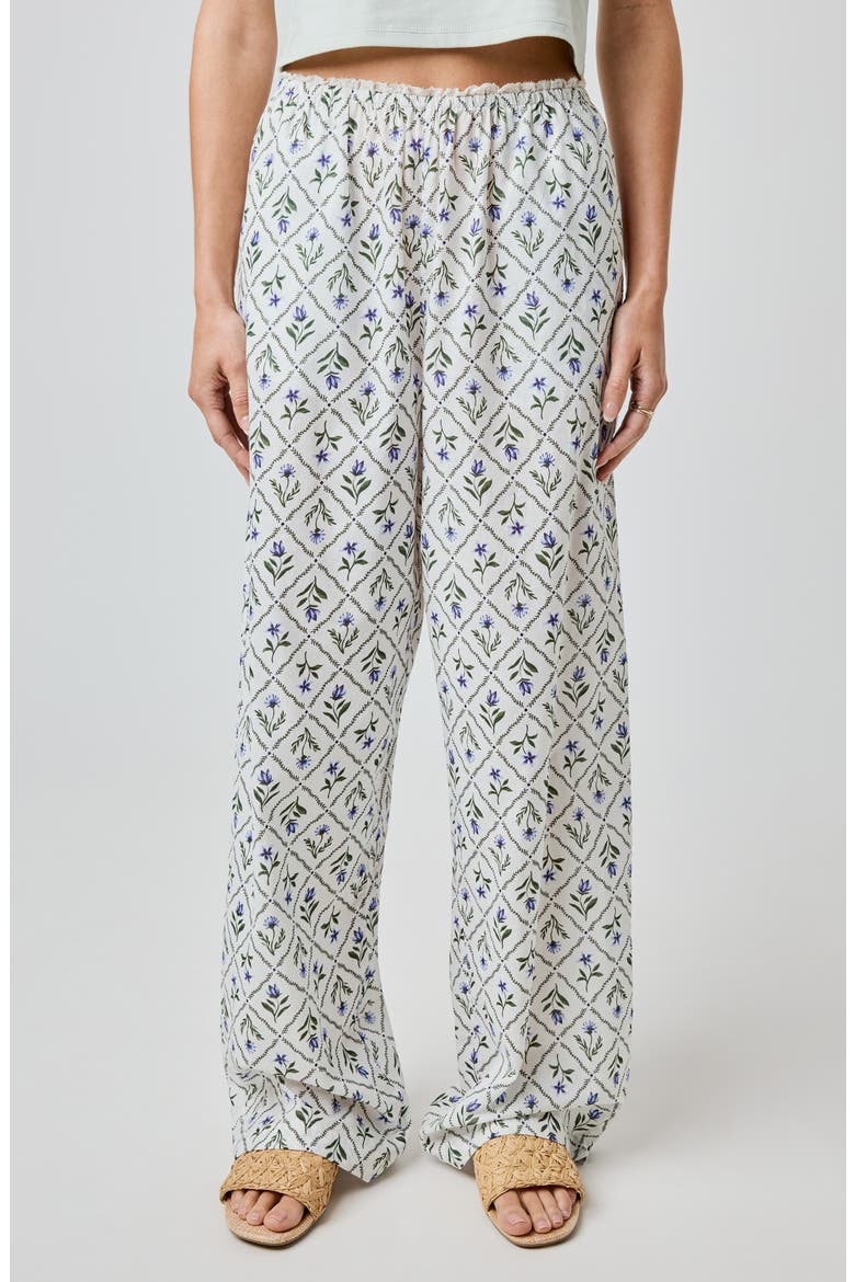 Lace Trim Wide Leg Cotton Pants, Main, color, MARBELLA FLORAL