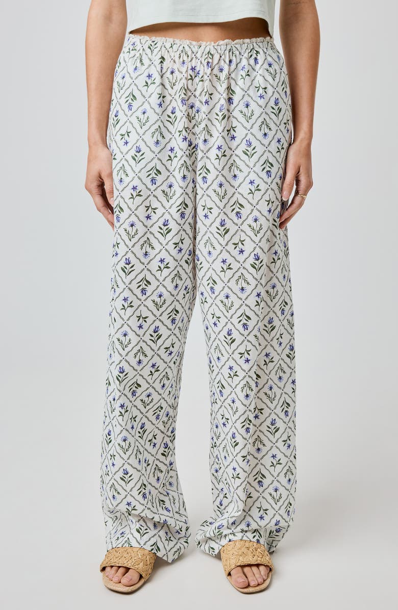 Florence by Mills Lace Trim Wide Leg Cotton Pants, Main, color, Marbella Floral