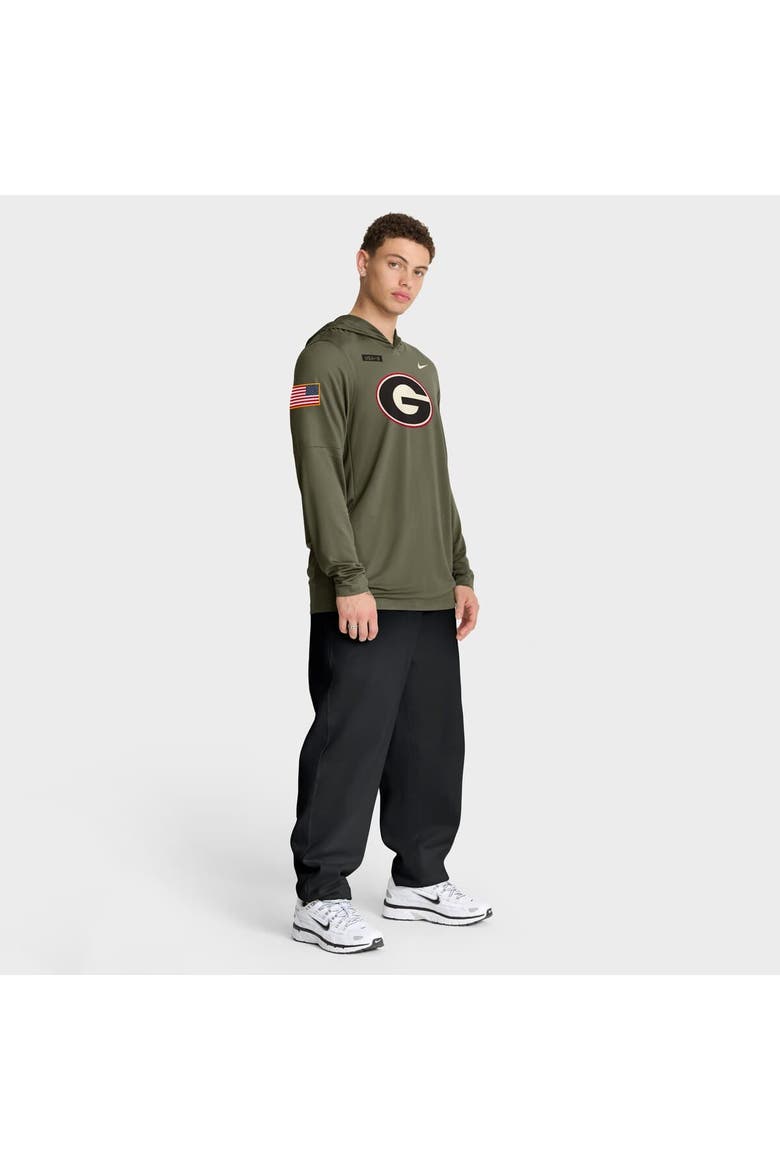 Men's Nike Olive Georgia Bulldogs 2025 Military Appreciation Dri-FIT Long Sleeve Hoodie T-Shirt, Alternate, color, Olive