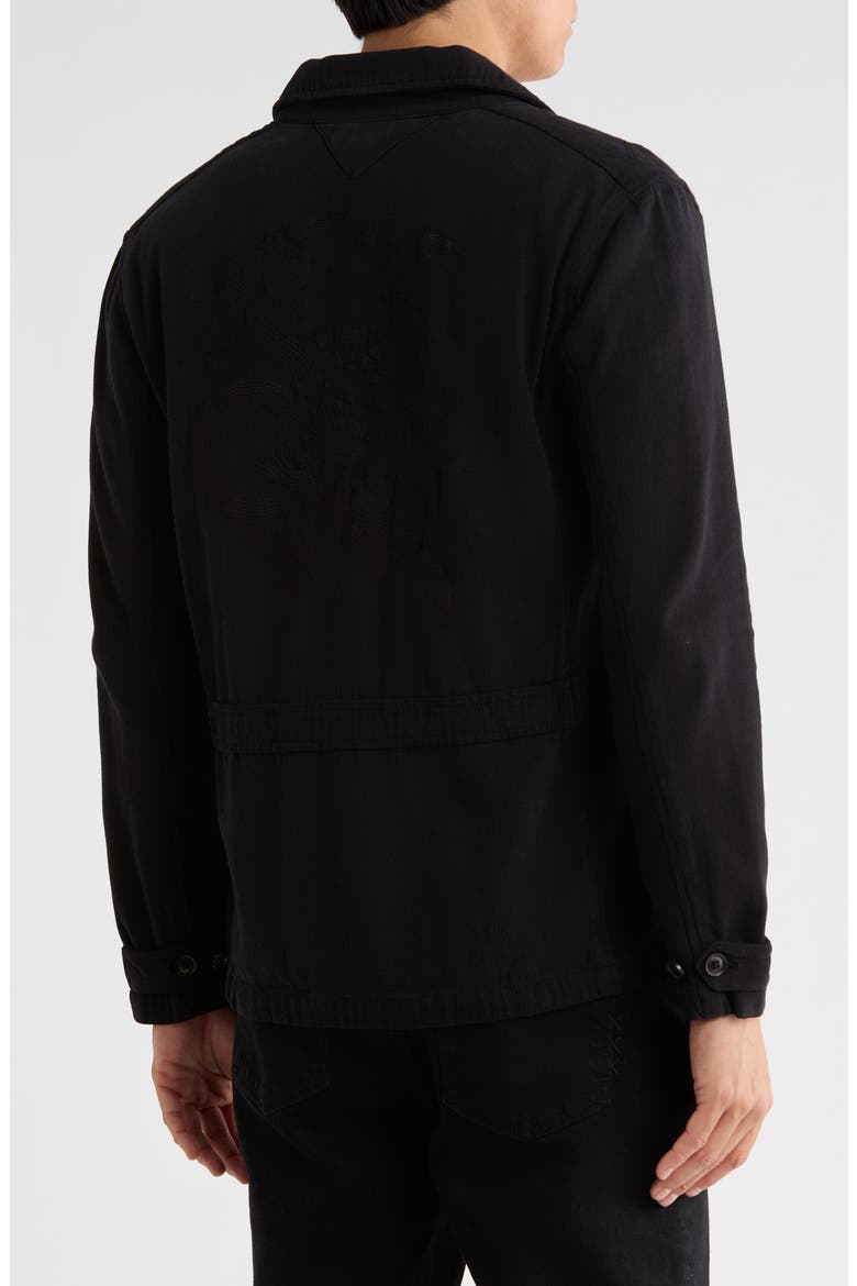 Jakob Embroidered Back Denim Shirt Jacket, Alternate, color, BLACK