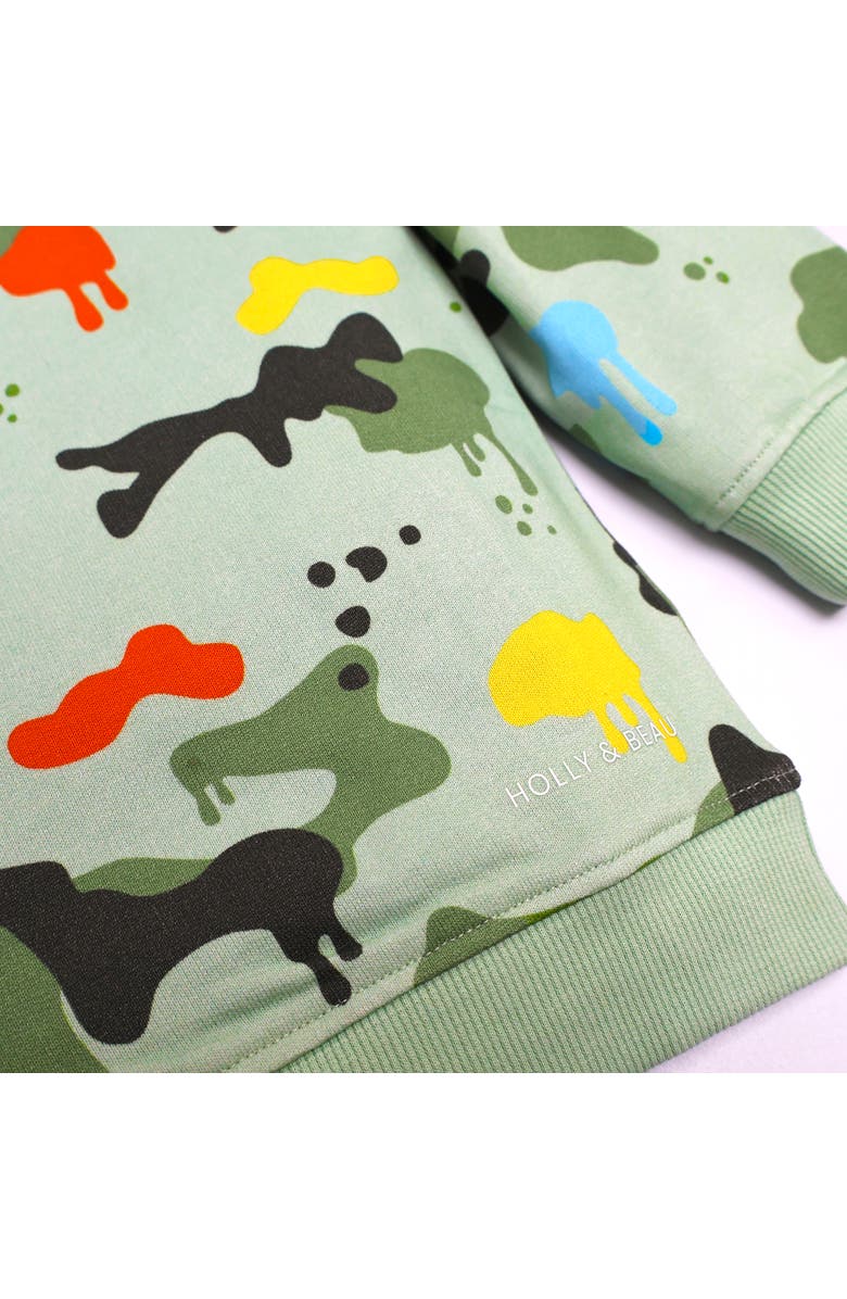 Holly and Beau Dinosaur Cotton Crew Neck Sweatshirt, Alternate, color, Green
