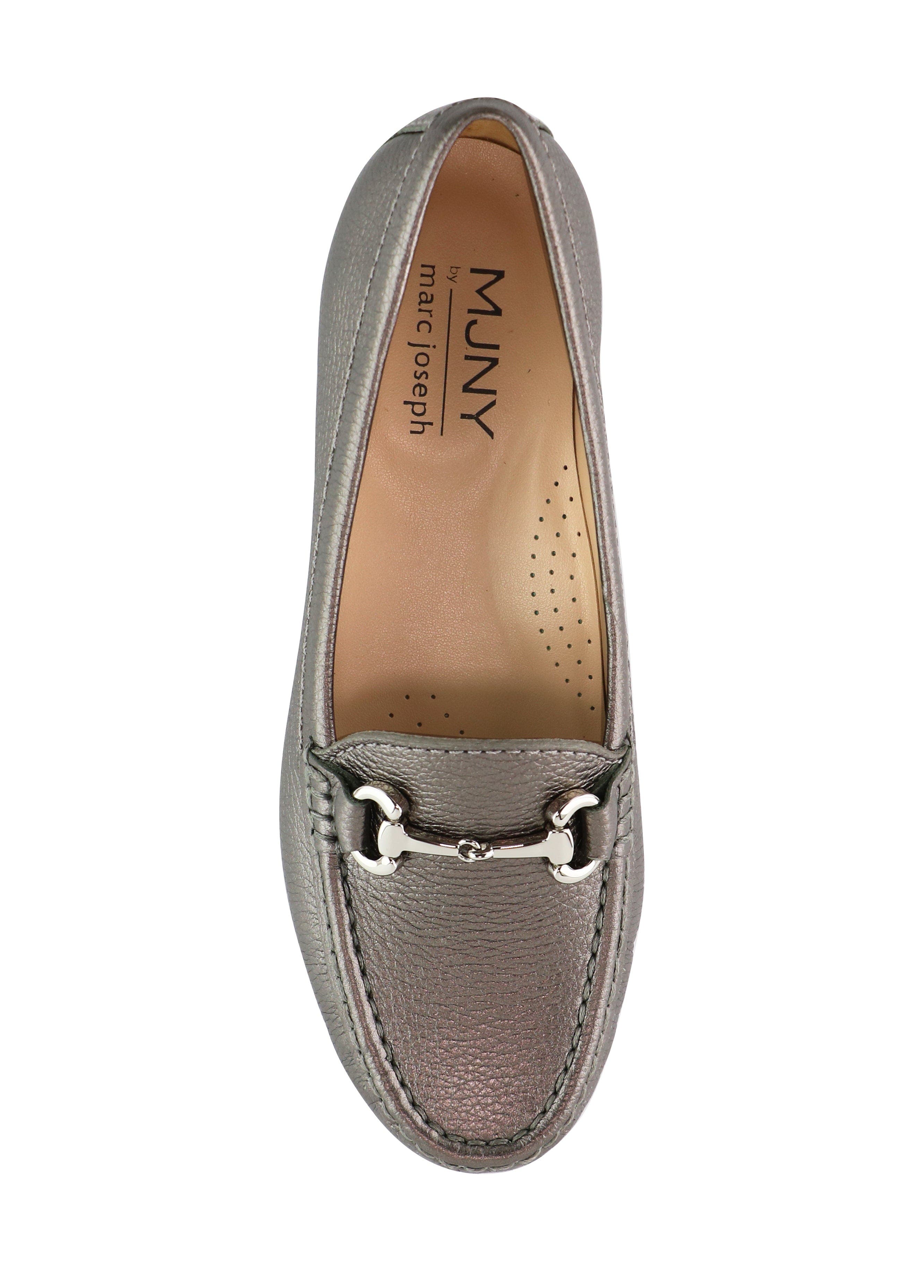 Carter Road Slip On Leather Buckle Loafer, Alternate, color, Pewter Metallic Grainy Leather