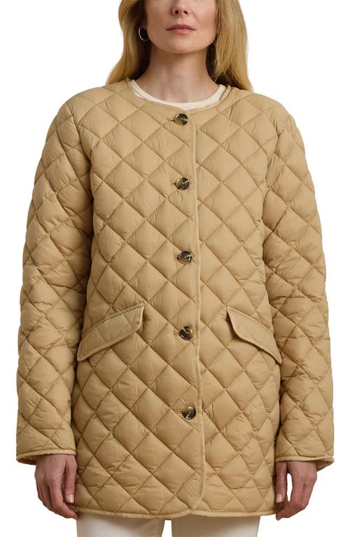 Ralph Lauren Lauren Contrast Lining Quilted Puffer Jacket In Sand Dune