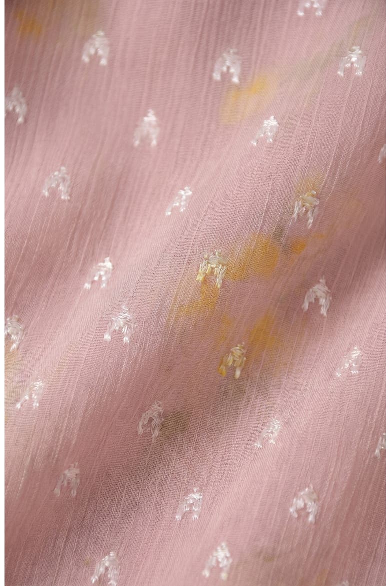 Sheer Cold-Shoulder Floral Applique Ruffle Trim Blouse, Alternate, color, Blush Pink