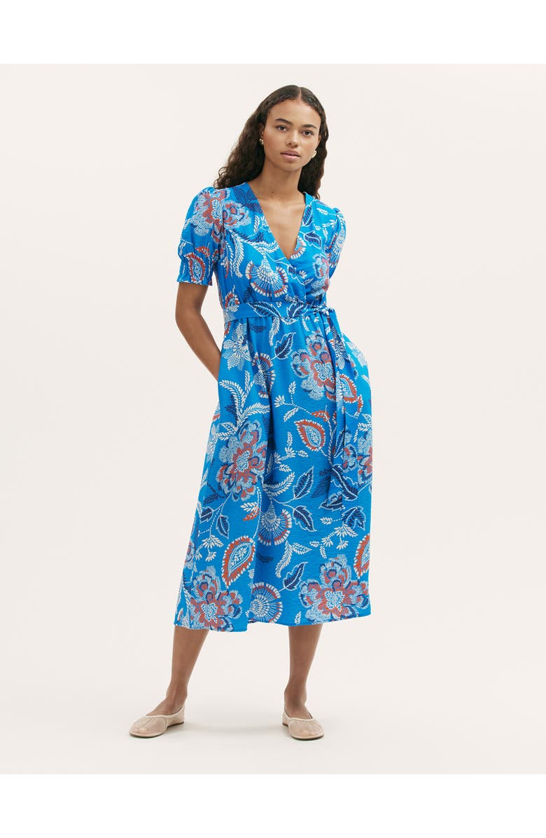 Finery London Nicoleta Floral Midi Tea Dress, Main, color, Blue Floral