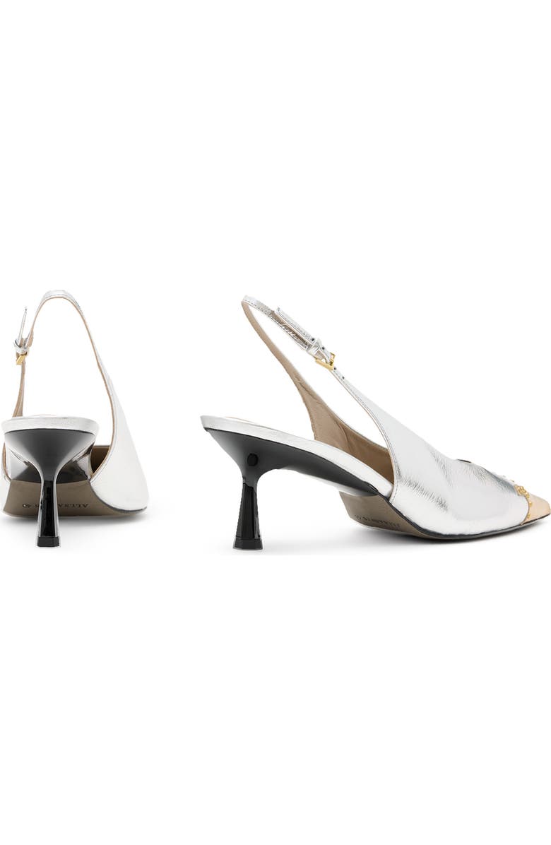 AllSaints Denver Pointed Toe Slingback Pump, Alternate, color, Silver/ Gold