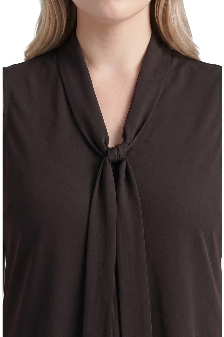 Tie Neck Charmeuse Blouse, Alternate, color, RICH CHOCOLATE