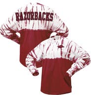 SPIRIT JERSEY Women's Cardinal Arkansas Razorbacks Tie-Dye Long Sleeve Jersey T-Shirt