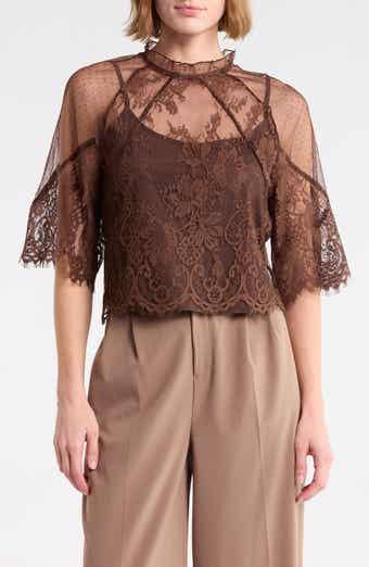Ruffle Neck Lace Top