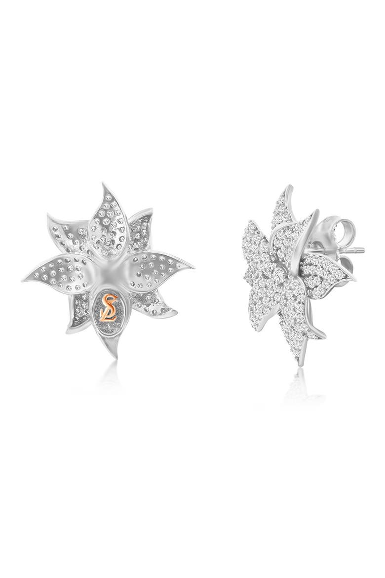 Cubic Zirconia Flower Stud Earrings, Alternate, color, WHITE