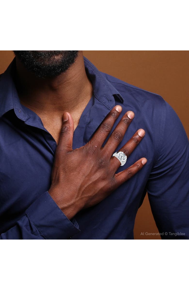 Bliss Diamond Certified 5 Ct Elon Signature Men's Bezel Diamond Ring Lab Grown, Alternate, color, 14K White Gold