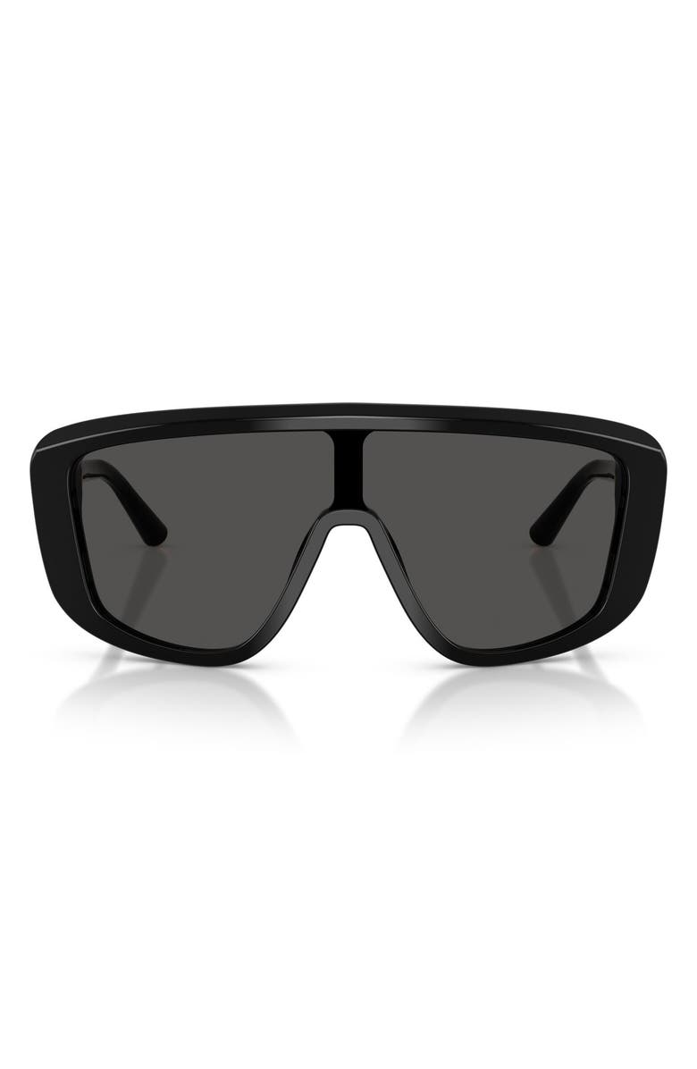 Dolce&Gabbana 128mm Rectangular Shield Sunglasses, Main, color, Black / Dark Grey