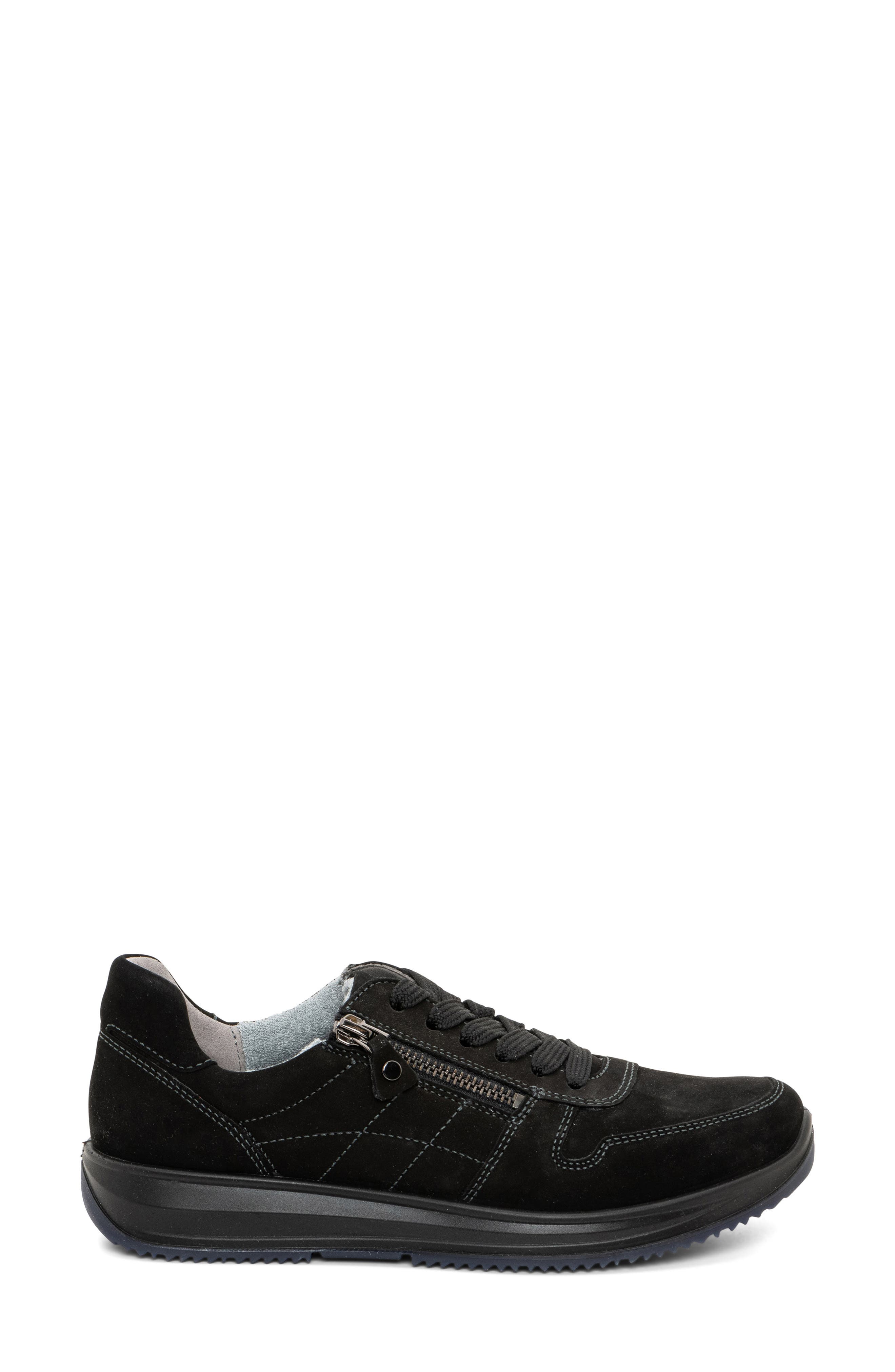 Onyx Leather Sneaker, Alternate, color, BLACK