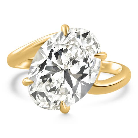 Certified 7Ct Oval Diamond Engagement Ring 14k Gold Lab Grown
