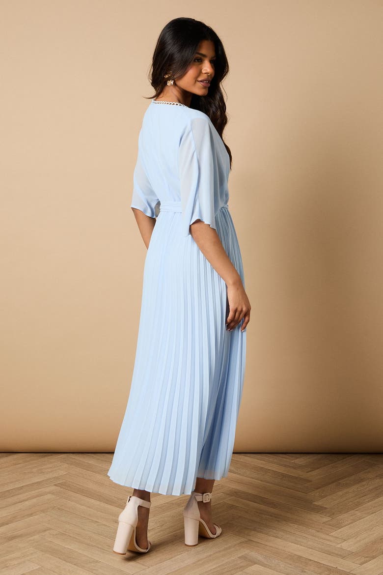 Petite Occasion Pleated Midi Dress, Alternate, color, Cornflower Blue