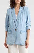 T Tahari Single Button Chambray Blazer