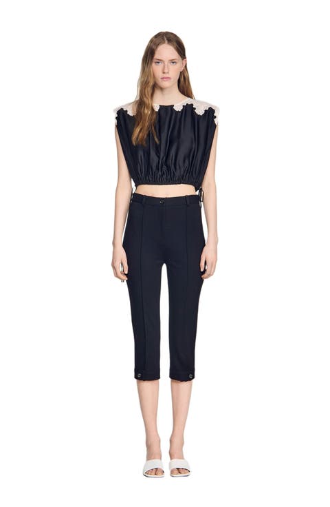 Contrast lace crop top