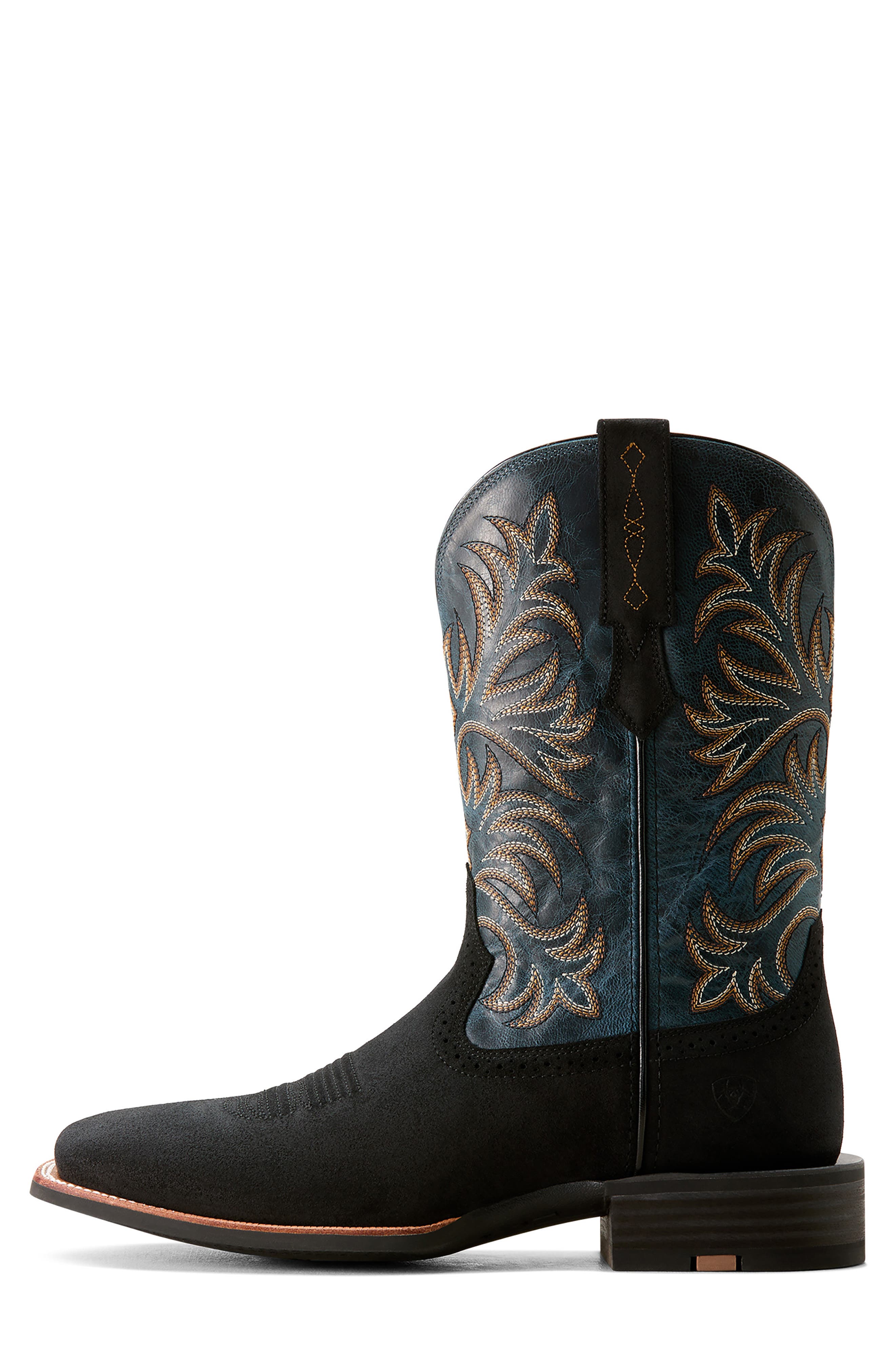 Ariat Oakwood Cowboy Boot, Alternate, color, Black Suede/ Dirty Denim