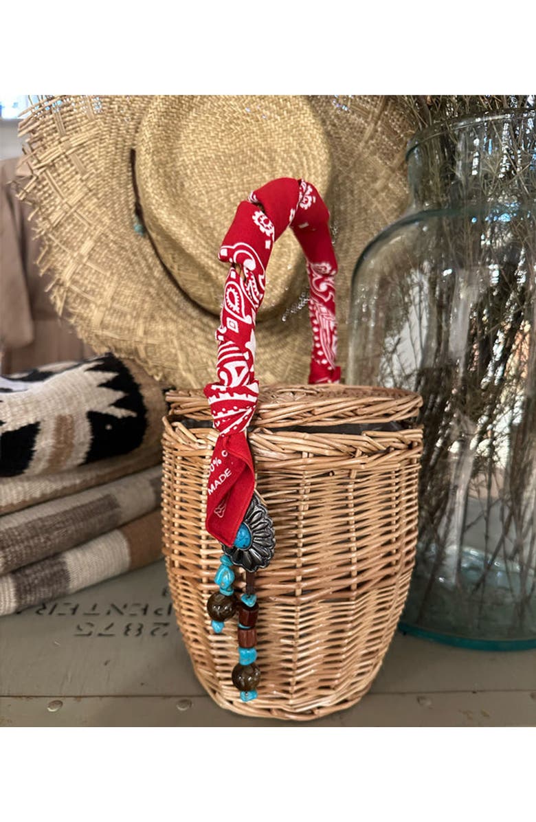 Fortela Wicker Concho Small Handbag, Main, color, Red