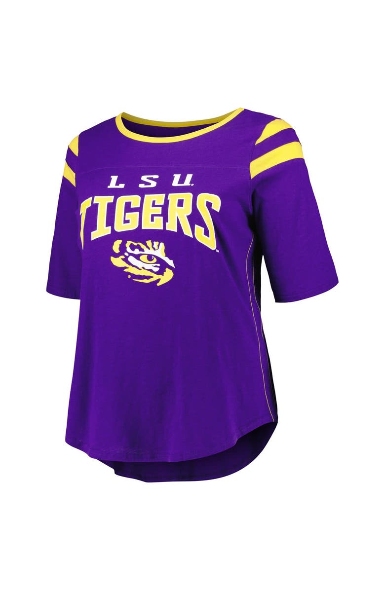 G-III 4HER BY CARL BANKS Women's G-III 4Her by Carl Banks Purple LSU Tigers Plus Size Linebacker Half-Sleeve T-Shirt, Alternate, color,