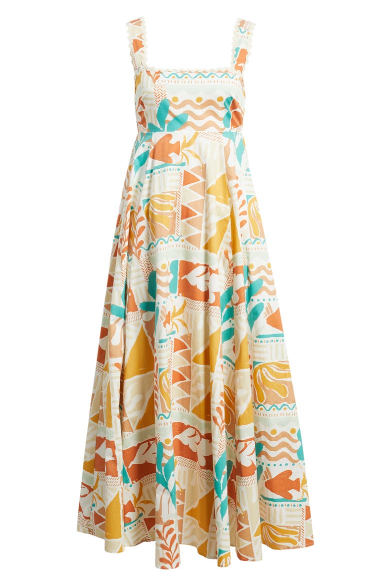 Print Rickrack Sleeveless Maxi Dress, Alternate, color, IVORY TAUPE